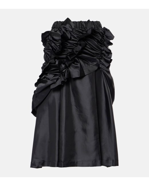 Noir Kei Ninomiya Black Ruffled Twill Midi Skirt