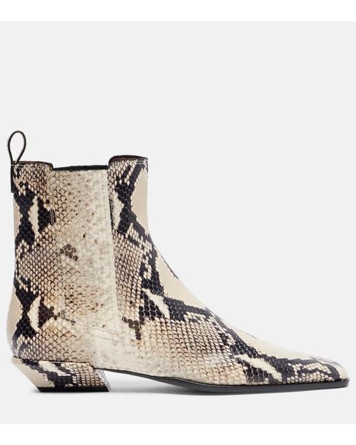 Paris Texas Natural Bettina Snake-Print Ankle Boots