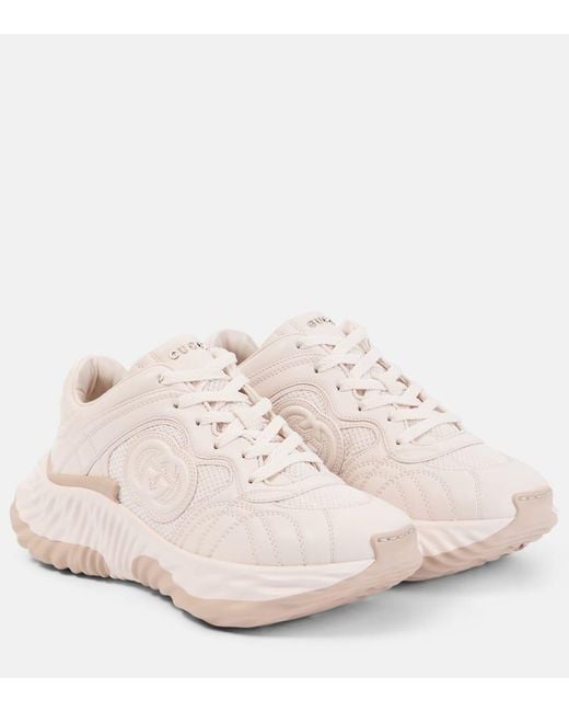 Gucci Pink Interlocking G Leather Sneakers