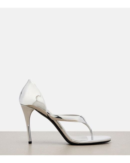 Alaïa White Infradito Mirrored Leather Thong Sandals