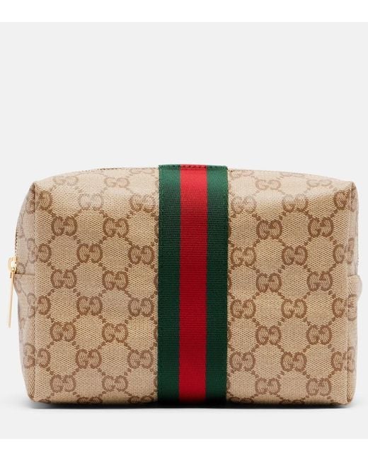 Gucci Brown Essence Classic Gg Canvas Makeup Bag