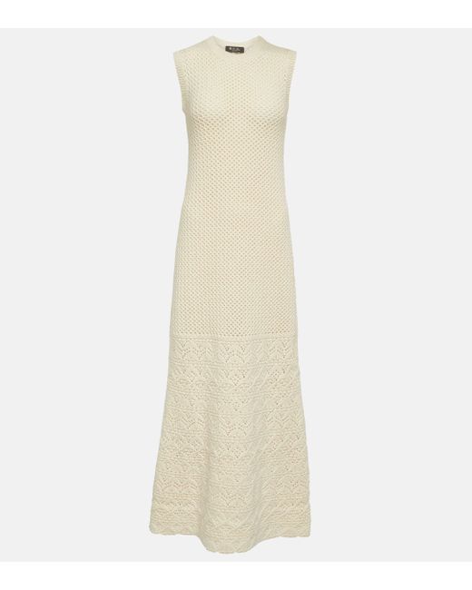 Loro Piana Natural Engadin Cashmere Crochet Maxi Dress