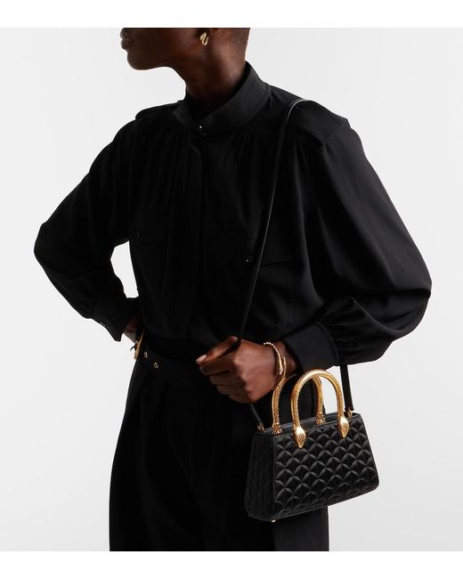 BVLGARI Black Serpentine Duette Satin Top-Handle Bag