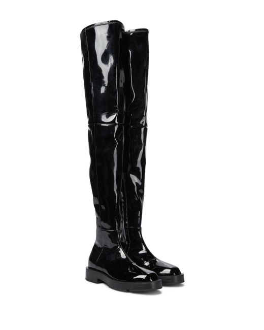 Givenchy Black Overknee-Stiefel aus Lackleder