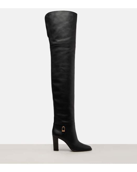 Saint Laurent Black Overknee-Stiefel Julia 85 Aus Leder