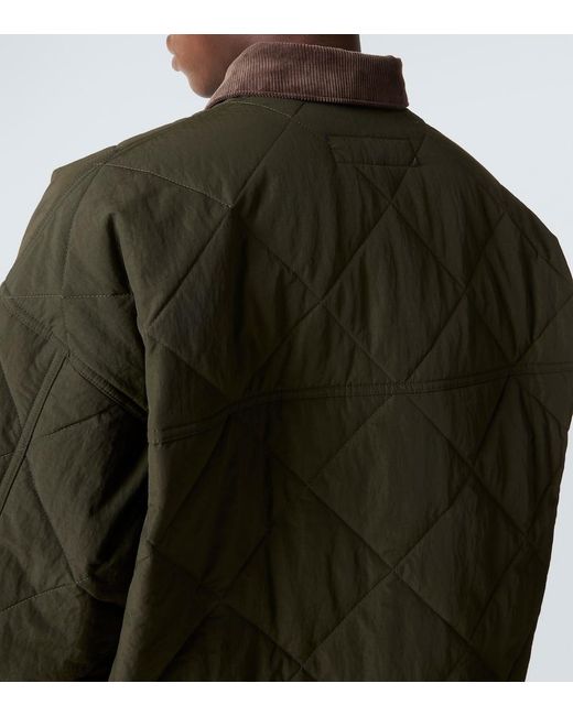 Comme des Garçons Green Corduroy-Trimmed Quilted Hooded Jacket for men