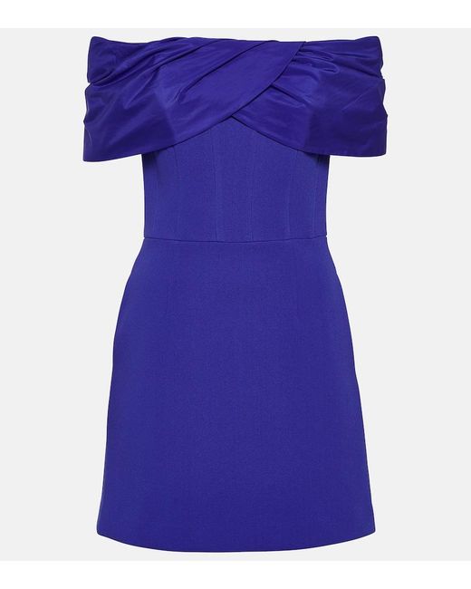 Rebecca Vallance Blue Cora Off-shoulder Minidress