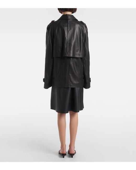 Totême Black Oversized Leather Jacket
