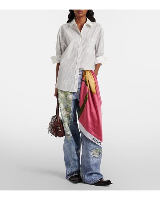 Acne White Striped Cotton Poplin Shirt