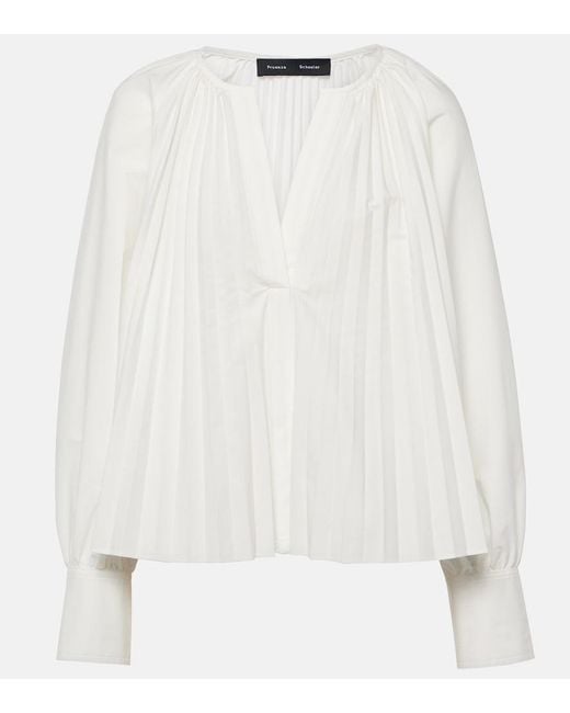 Proenza Schouler White Monica Cotton-Blend Poplin Blouse