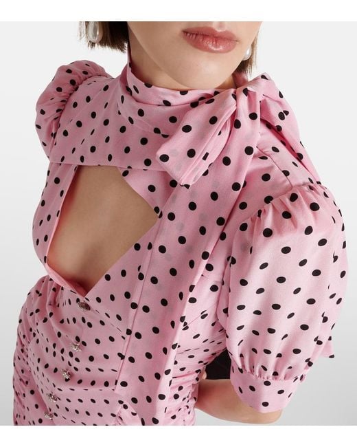 Vestido midi de seda con lunares Alessandra Rich de color Pink