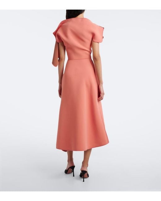 Maticevski Pink Diadem Draped Asymmetric Midi Dress