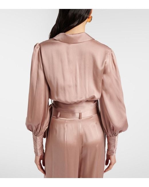 Zimmermann Pink Silk Wrap Top