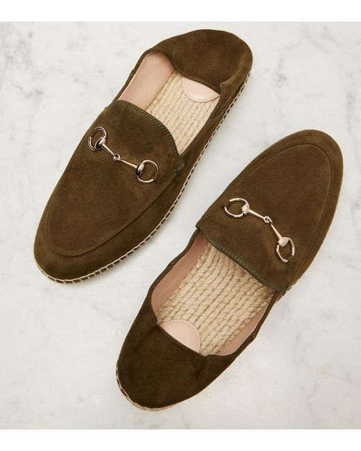 Gucci Brown Espadrilles Horsebit Aus Veloursleder