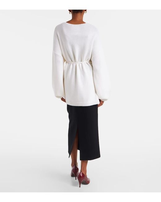 Lisa Yang White Wickel-Cardigan Laurina Aus Kaschmir