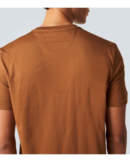 Zegna Brown Logo Cotton Jersey T-Shirt for men