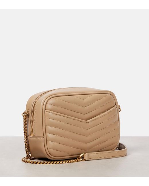 Saint Laurent Natural Lou Mini Quilted Leather Camera Bag