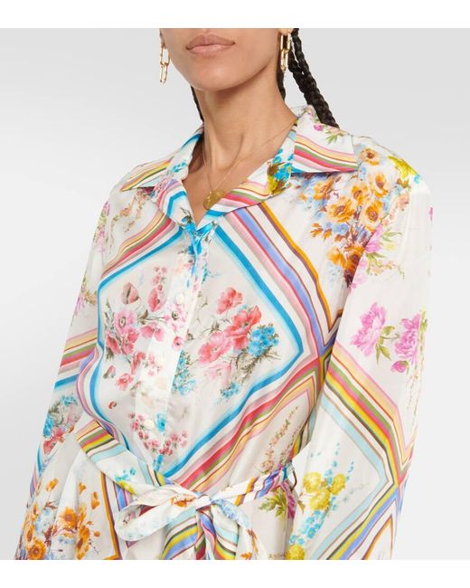 Zimmermann Metallic Halcyon Floral Silk Midi Dress