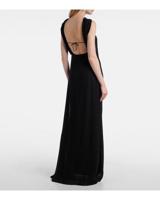 Christopher Esber Black Reverse Draped Silk Gown
