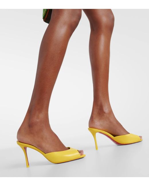 Christian Louboutin Yellow Me Dolly 85 Leather Mules