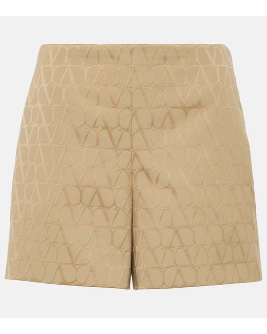 Shorts in misto cotone Toile Iconographe di Valentino in Natural