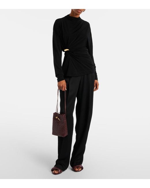 Bottega Veneta Purple Andiamo Intrecciato Leather Phone Pouch