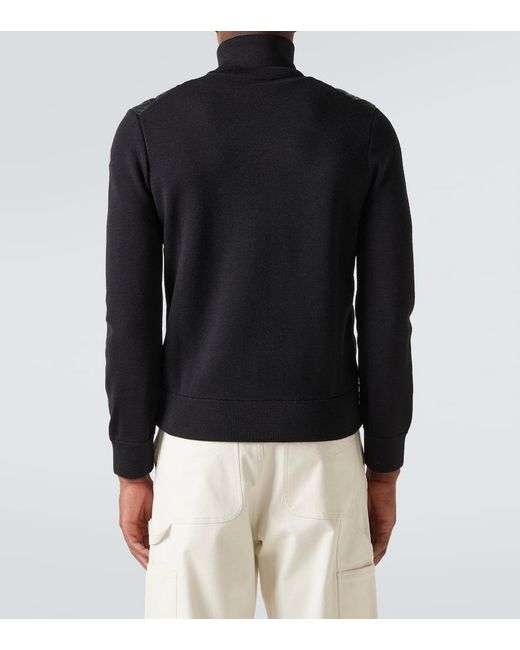 Moncler Black Maglia Down-Paneled Wool-Blend Jacket for men