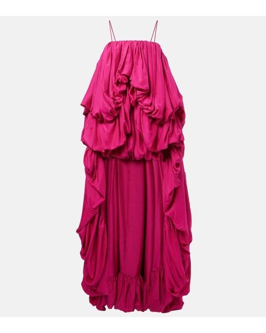 Chloé Pink Gathered Silk Pongee Romper