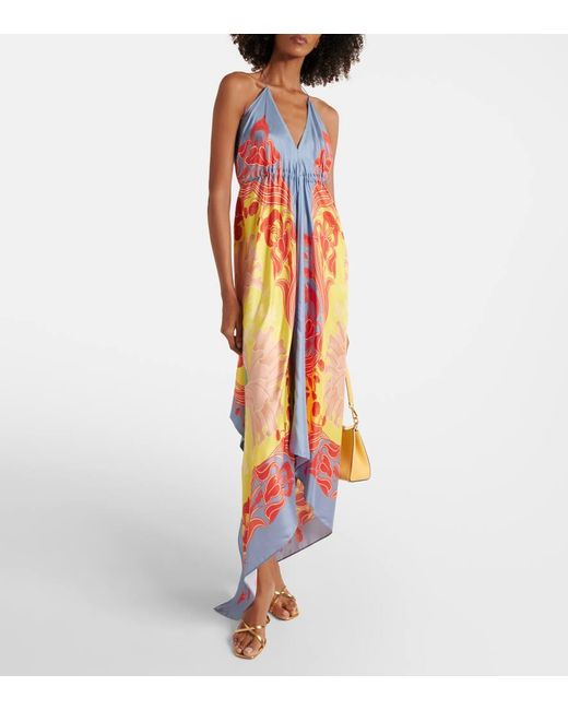 Etro White Graphic-Print Silk Dress