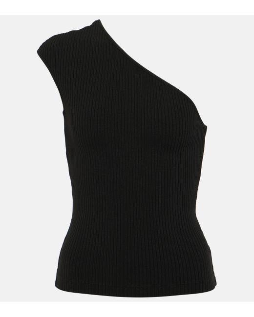 Agolde Black Nessa One-shoulder Cotton-blend Tank Top