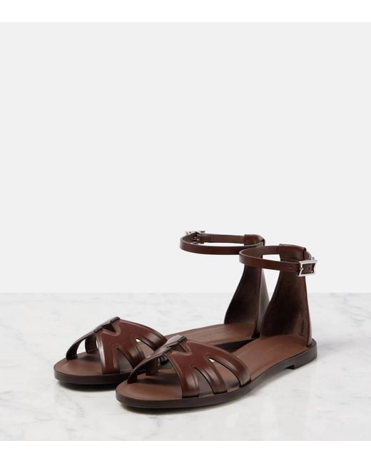 Max Mara Brown Doublefla Leather Sandals