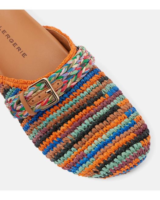 Robert Clergerie Brown Quinta Crochet Raffia Slides