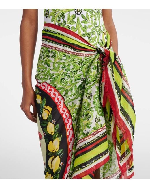 Dolce & Gabbana Green Printed Cotton Beach Cover-Up