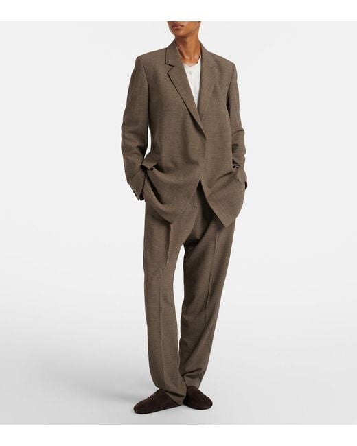 The Row Brown Gianni Wool Straight Pants