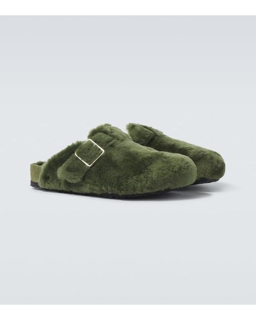 Mules Boston 1774 En Daim Et Shearling Birkenstock pour homme en coloris Green