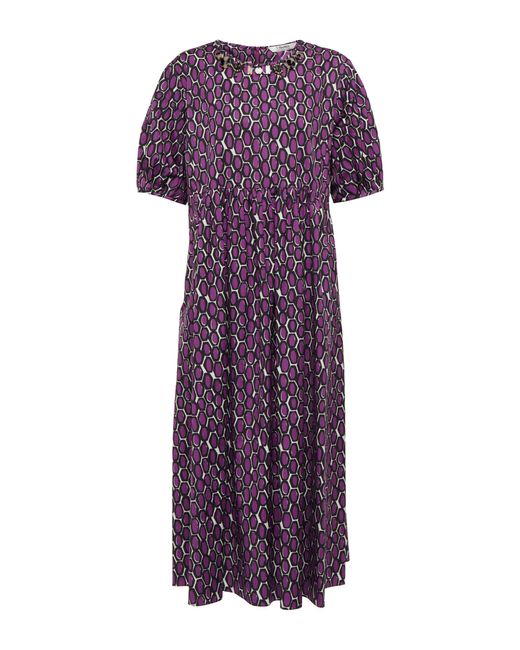 Max Mara Fatoki Embellished Cotton Midi Dress in Purple | Lyst