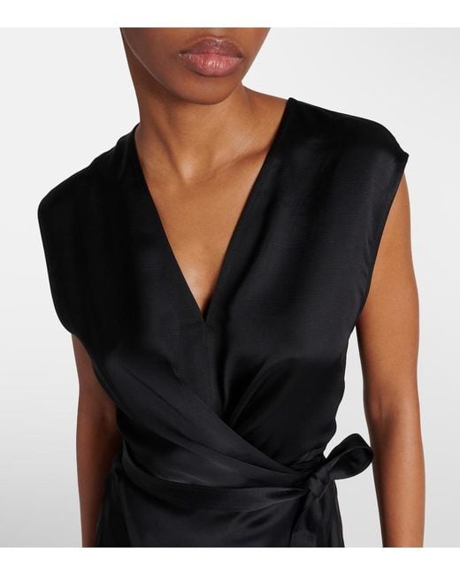 Totême Black Asymmetric Satin Top