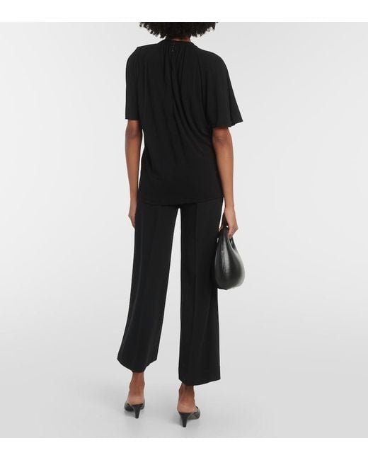 Totême Black Draped Jersey Top