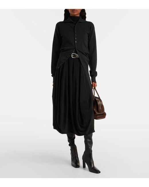 Lemaire Black Turtleneck Wool Cardigan