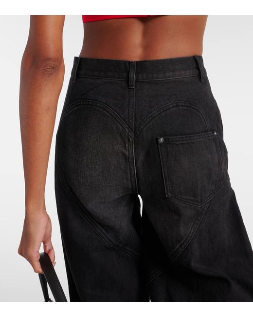 Area Black Crystal-embellished High-rise Wide-leg Jeans