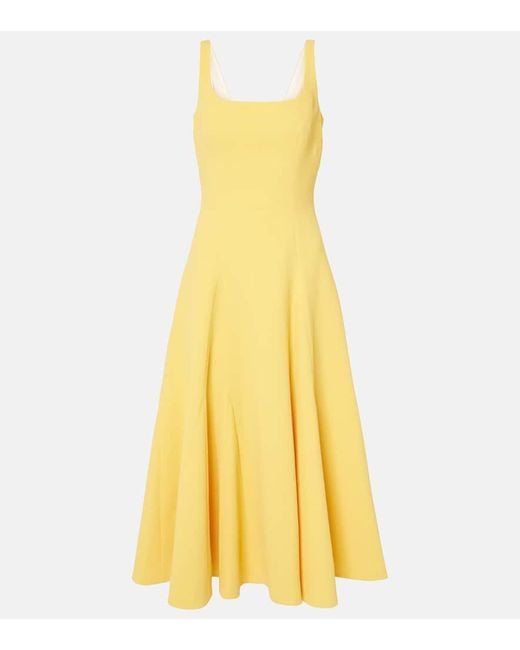Emilia Wickstead Yellow Neith Crepe Midi Dress