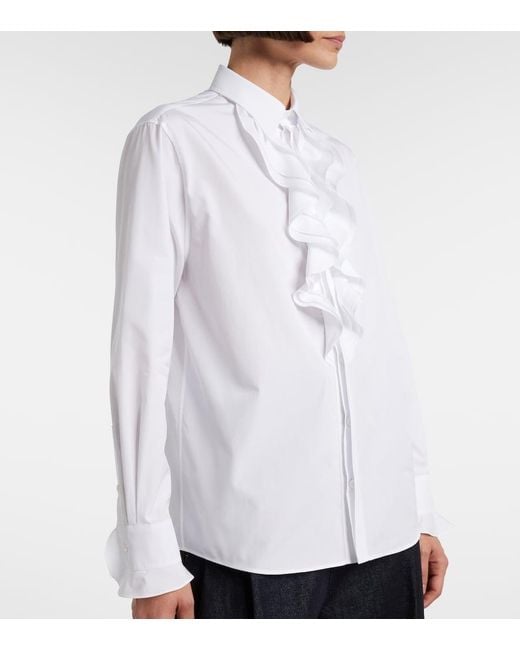 Ralph Lauren White Ruffled Cotton Poplin Shirt