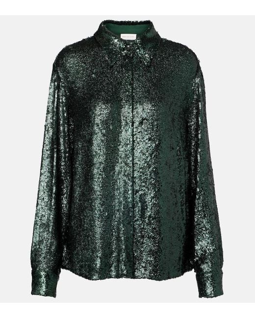 Dries Van Noten Green Sequined Shirt