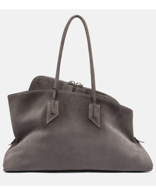 The Attico Brown Tote Bag La Passeggiata Medium Aus Veloursleder