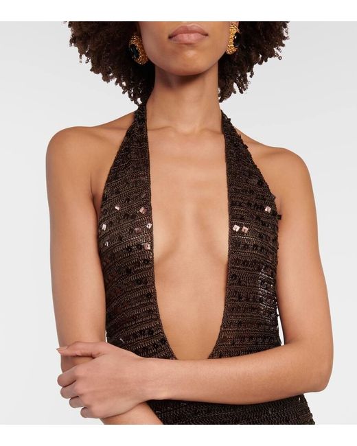 Vestido Largo Enodia Con Cuello Halter AYA MUSE de color White