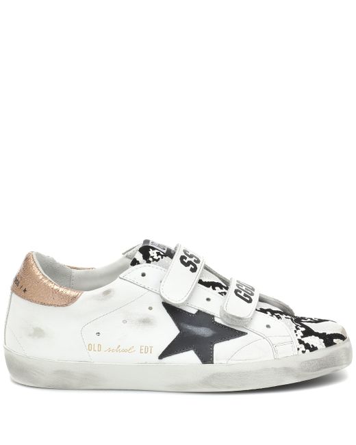 golden goose white leopard pony old school sneakers