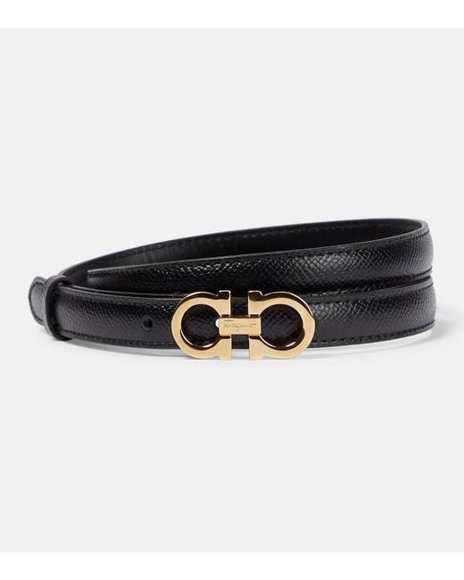 Ferragamo Black Gancini Leather Belt
