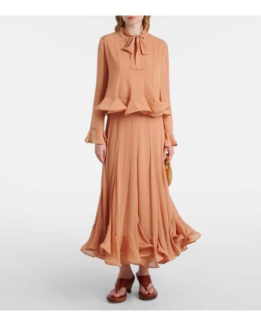 Jupe Midi Balance A Fleurs Zimmermann en coloris Brown