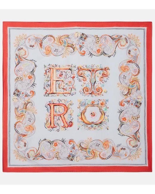 Etro Metallic Turandot Printed Silk Scarf