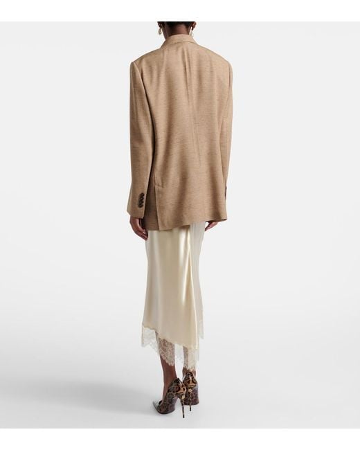 Dolce & Gabbana Natural Lace-Trimmed Silk-Blend Satin Slip Skirt